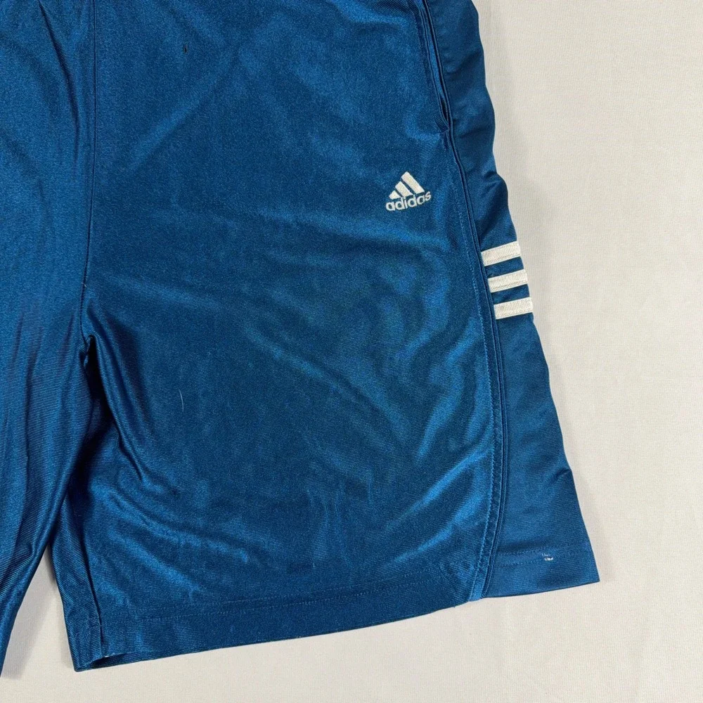 Vintage Shiny Adidas Athletic Soccer Shorts 3-Stripe Shiny Polyester Size Medium